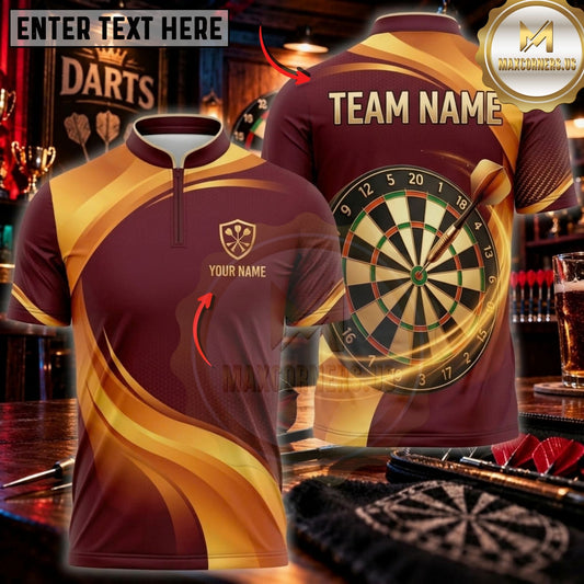 Maxcorners Darts & Bold Dartboard Layered Wave Graphic Multicolor Customized Name, Team Name 3D Shirts