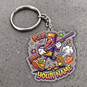 Maxcorners Clay Shooting Funny Cartoon Pull Shooter Character Customized Name 3D Keychain And Ornament