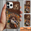 Maxcorners Duck Hunting Golden Retriever Brown Leather Hunting Badge Personalized Name 3D Phone Case - Boykin Spaniel