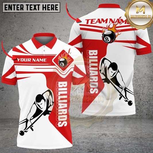 Maxcorners Billiards Fire Streak Multicolor Customized Name, Team Name 3D Shirt