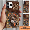 Maxcorners Duck Hunting Golden Retriever Brown Leather Hunting Badge Personalized Name 3D Phone Case - German Wirehaired Pointer