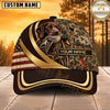 Maxcorners Dog Hunting And Duck Woodland Camo Gold Ribbon American Flag Personalized Name 3D Cap