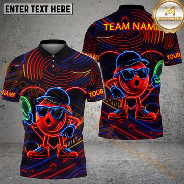 Maxcorners Disc Golf Neon Funny Character Personalized Name, Team Name 3D Shirt (4 Colors)