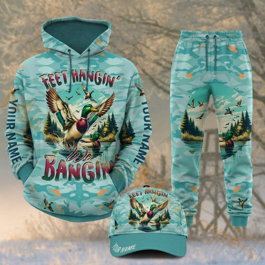 Maxcorners Hunting Feet Hangin Bangin Duck Hunter Blue Camo Personalized 3D Shirts