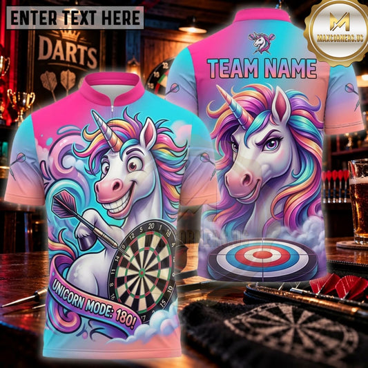 Maxcorners Darts Vibrant Pink Blue Unicorn Graffiti Personalized Name 3D Unisex Shirt