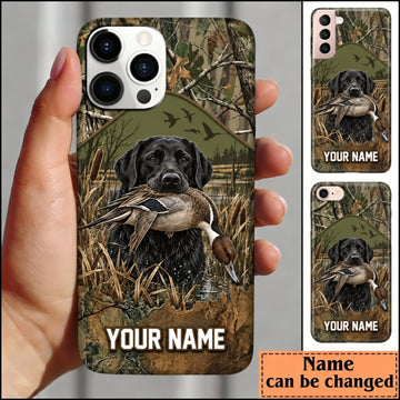 Maxcorners Duck Hunting Yellow Labrador Retriever Woodland Camouflage Personalized Name 3D Phone Case - Black Labrador Retriever - Pintail