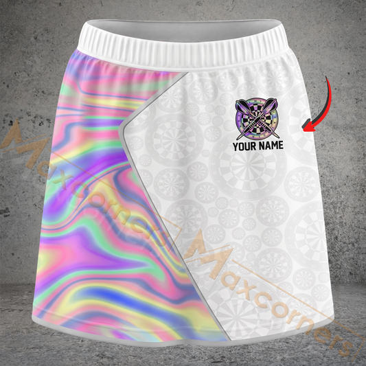 Maxcorners Darts Holographic Pastel Personalized 3D Skirts With Shorts