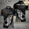 Maxcorners Golf Black Gold Flaming Personalized Name, Team Name 3D Shirt (6 Colors)