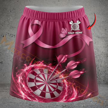 Maxcorners Darts Pink Ribbon Awareness Personalized 3D Skirts With Shorts