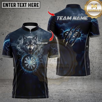 Maxcorners Darts Thunder Smoke Wolf Dartboard Personalized Name 3D Unisex Shirt