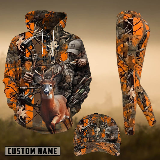 Maxcorners Hunting Whitetail Deer Bow Hunter Orange Camo 3D Shirts