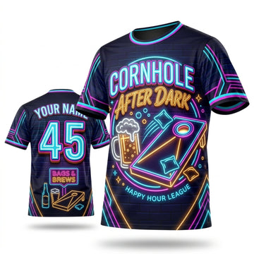 Maxcorners Cornhole Cornhole After Dark Neon Board Personalized Name 3D Unisex Shirt