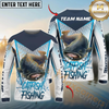 Maxcorners Fishing White Blue Camo Sport Custom Name & Team Name 3D Shirts