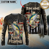 Fishing American Flag Camo Cross Gear  Pattern Sun Protection Personalized Name, Team Name Long Sleeve Shirt