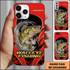Maxcorner Fishing Jumping Water Fisherman Silhouette Personalized Name 3D Phone Case (10 Fish Species)