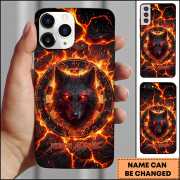 Maxcorners Darts Fire Wolf Red Eyes Dartboard Personalized Name Phone Case