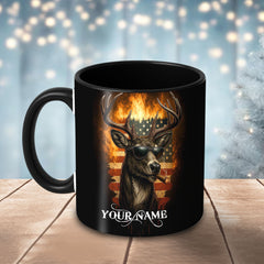 Maxcorners Deer Cool Sunglasses Fire Flag Multicolor Options Personalized Name 3D Ceramic Mug