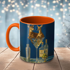 Maxcorners Deer Cocktail Bar Scene Martini Glass Multicolor Options 3D Ceramic Mug