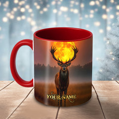 Maxcorners Deer Full Moon Mystical Scene Multicolor Options 3D Ceramic Mug