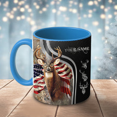 Maxcorners Deer American Flag Modern Graphic Multicolor Options 3D Ceramic Mug