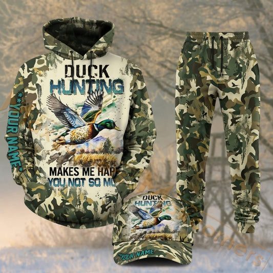 Maxcorners Hunting Duck Hunting Makes Me Happy Woodland Camo Personalized 3D Shirts