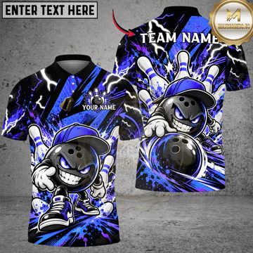 Maxcorners Bowling Cartoon Bunny & Graffiti Bowling Graphic Multicolor Customized Name, Team Name 3D Shirts