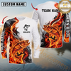 Maxcorners Fishing Fire Flame Smoke Design Sun Protection Personalized Name, Team Name Long Sleeve Shirt