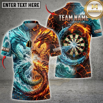 Maxcorners Darts Dual Dragons Fire And Ice Dartboard Personalized Name 3D Unisex Shirt