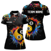 Maxcorners Funny Yin Yang 8 Ball & 9 Ball Colorful Splash Custom Men's Billiard Shirts, Pool Jerseys| BLACK LM1805