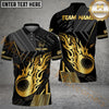 Maxcorners Golf Black Gold Flaming Personalized Name, Team Name 3D Shirt (6 Colors)