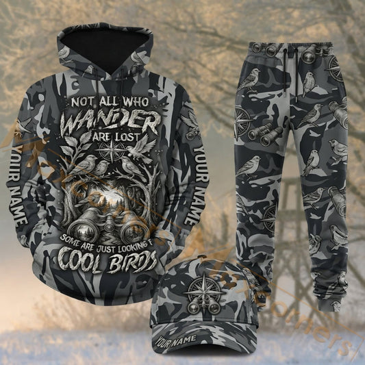 Maxcorners Hunting Not All Who Wander Deer Forest Gray Camo Personalized 3D Shirts