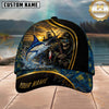 Maxcorners Fishing Skull Fisherman Sunset Gold Stripe Personalized 3D Cap