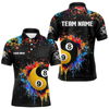 Maxcorners Funny Yin Yang 8 Ball & 9 Ball Colorful Splash Custom Men's Billiard Shirts, Pool Jerseys| BLACK LM1805