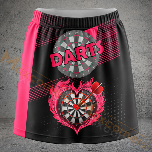 Maxcorners Darts Heart Dartboard Personalized 3D Skirts With Shorts