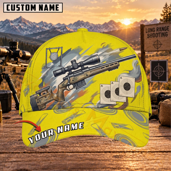 Maxcorners Long Range Shooting Yellow Precision Rifle Personalized Name 3D Cap