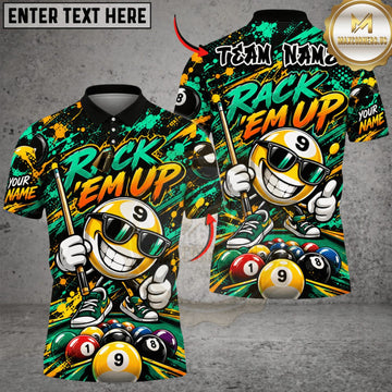 Maxcorners Billiards Rack Em Up Graffiti Eight Ball Personalized Name 3D Unisex Shirt