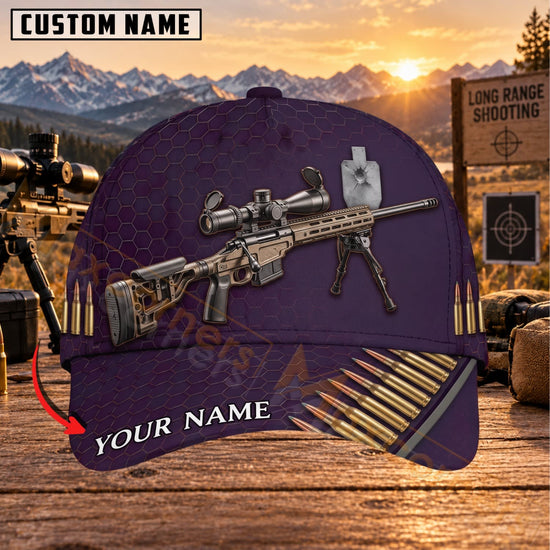 Maxcorners Long Range Shooting Purple Tactical Rifle Personalized Name 3D Cap