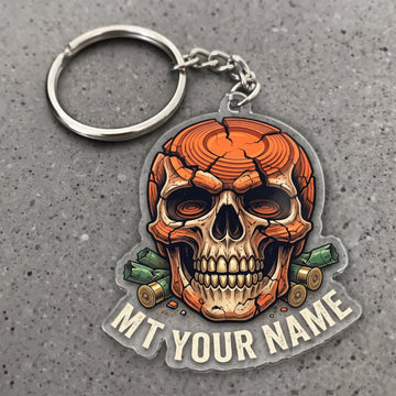 Maxcorners Clay Shooting Skull And Clay Target Customized Name 3D Keychain And Ornament