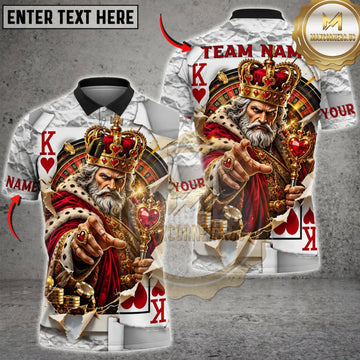 Maxcorners Darts Royal King Playing Cards Gold Red Dartboard Personalized Name 3D Unisex Shirt