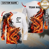 Maxcorners Fishing Fire Flame Smoke Design Sun Protection Personalized Name, Team Name Long Sleeve Shirt