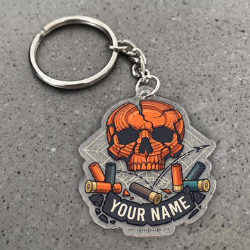 Maxcorners Clay Shooting Skull With Clay Targets And Shells Customized Name 3D Keychain And Ornament