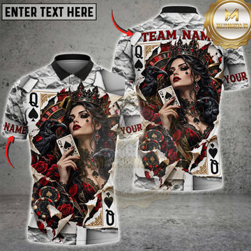 Maxcorners Darts Queen Of Spades Playing Cards Black Red Dartboard Personalized Name 3D Unisex Shirt