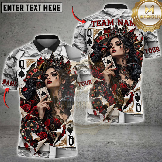 Maxcorners Darts Queen Of Spades Playing Cards Black Red Dartboard Personalized Name 3D Unisex Shirt