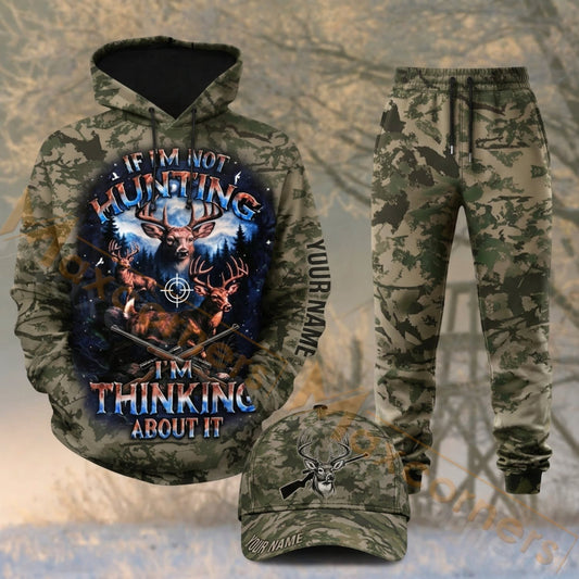Maxcorners Hunting If I’m Not Hunting I’m Thinking About It Deer Woodland Camo Personalized 3D Shirts