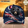 Maxcorners Hunting Wildlife Navy Blue American Flag Wave Personalized Name 3D Cap