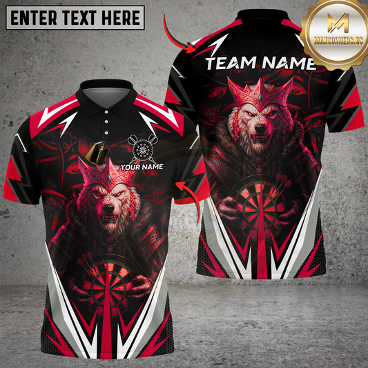 Maxcorners Darts Wolf King Royal Multicolor Customized Name, Team Name 3D Shirts