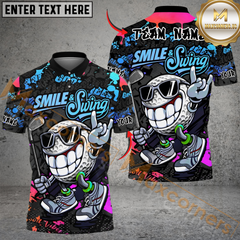 Maxcorner Smile & Swing Urban Golf Polo Shirt Customized Name, Team Name 3D Shirts (4 Colors)