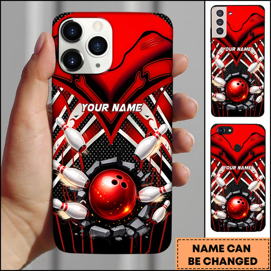 Maxcorners Bowling Power Strike Ball Multicolor Personalized Name 3D Phone Case