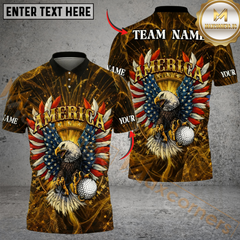 Maxcorners American Eagle Swing Golf Polo Customized Name, Team Name 3D Shirts (4 Colors)
