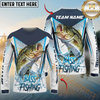 Maxcorners Fishing White Blue Camo Sport Custom Name & Team Name 3D Shirts